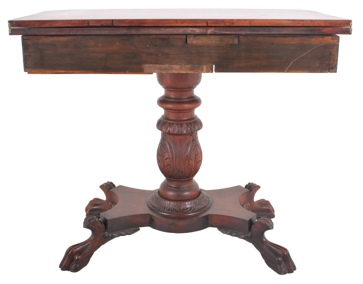 Antique American Late Federal/Empire Mahogany Fold-Over Tea/Games/Card Table, Circa 1830