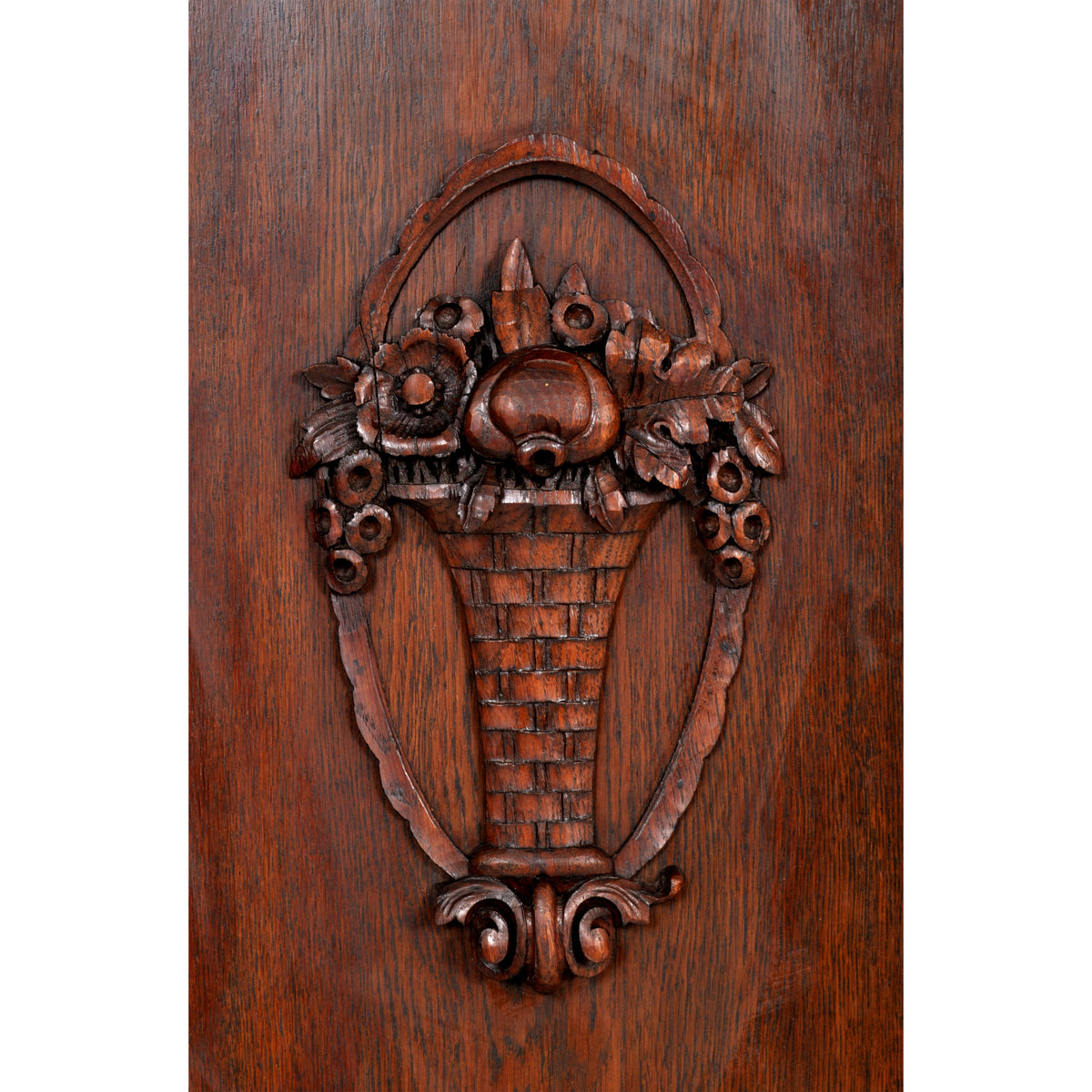 Antique German Baroque Revival Carved Oak Bookcase / Bibliotheque / Library Cabinet, circa 1890