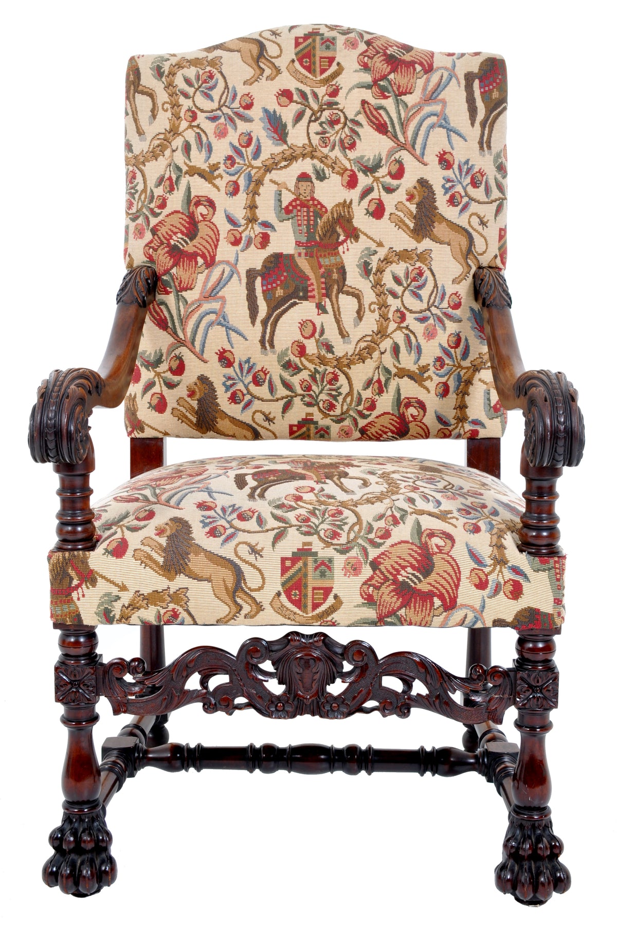 Pair of Antique Baroque Carved Mahogany Throne Chairs, circa 1870