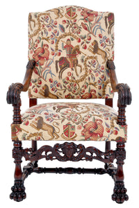 Pair of Antique Baroque Carved Mahogany Throne Chairs, circa 1870