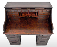 Antique American Victorian Oak Roll Top 'S Curve' Tambor Desk, circa 1880
