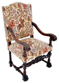 Pair of Antique Baroque Carved Mahogany Throne Chairs, circa 1870