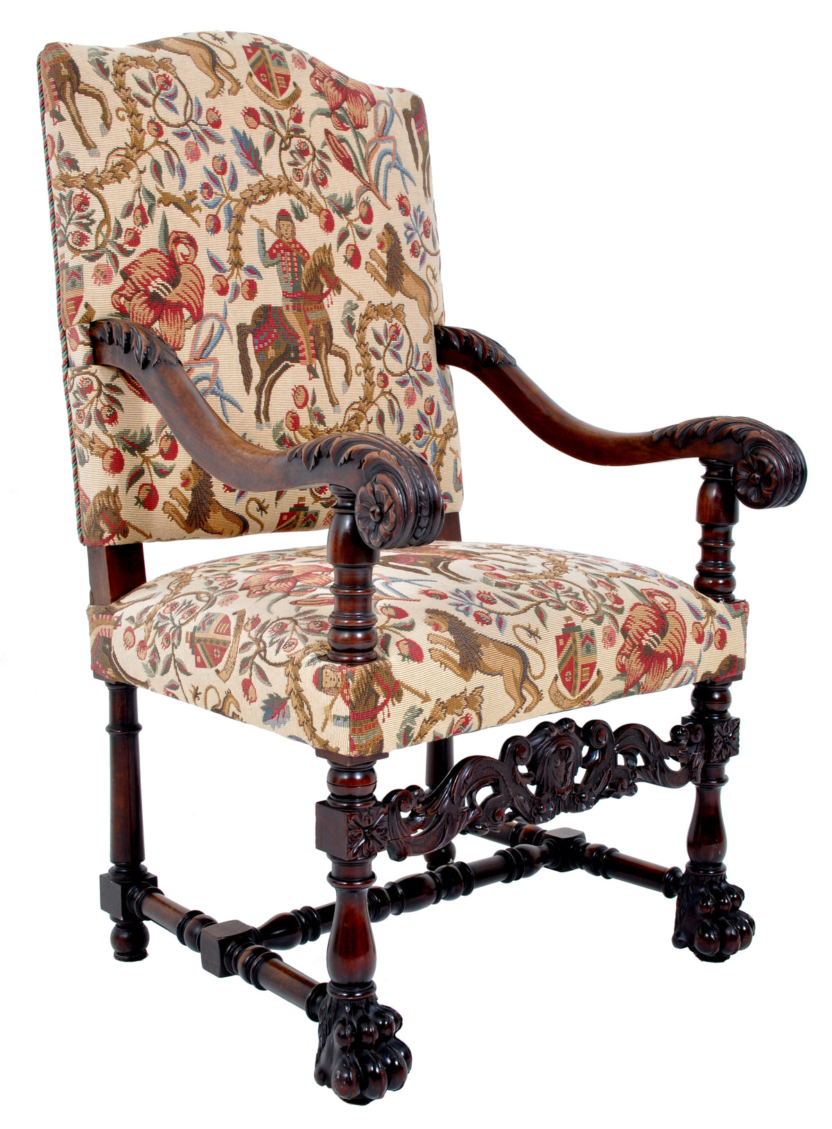 Pair of Antique Baroque Carved Mahogany Throne Chairs, circa 1870