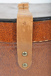Antique Leather Strapped Saddle-Shaped Hat Box, Knox of New York, Circa 1900
