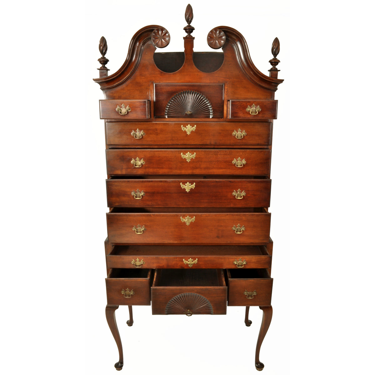 Antique 18th Century American Mahogany Highboy / Chest on Stand, Massachusetts, circa 1760