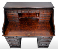 Antique American Victorian Oak Roll Top 'S Curve' Tambor Desk, circa 1880