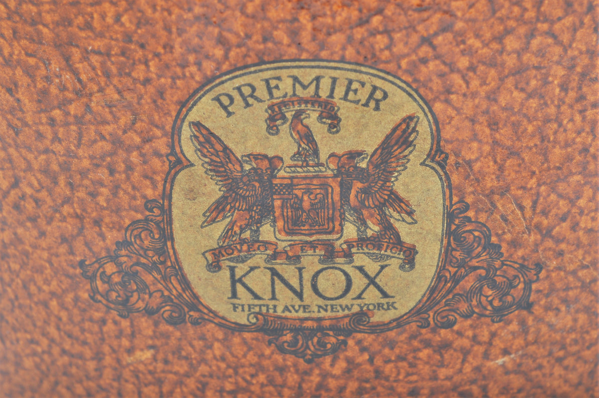 Antique Leather Strapped Saddle-Shaped Hat Box, Knox of New York, Circa 1900