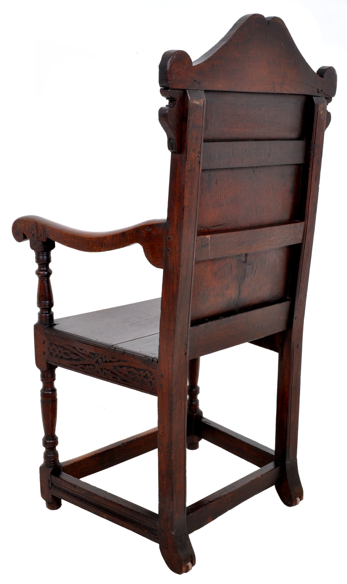 Antique 17th Century Charles II Yorkshire Carved Inlaid Oak Wainscot Chair, circa 1670