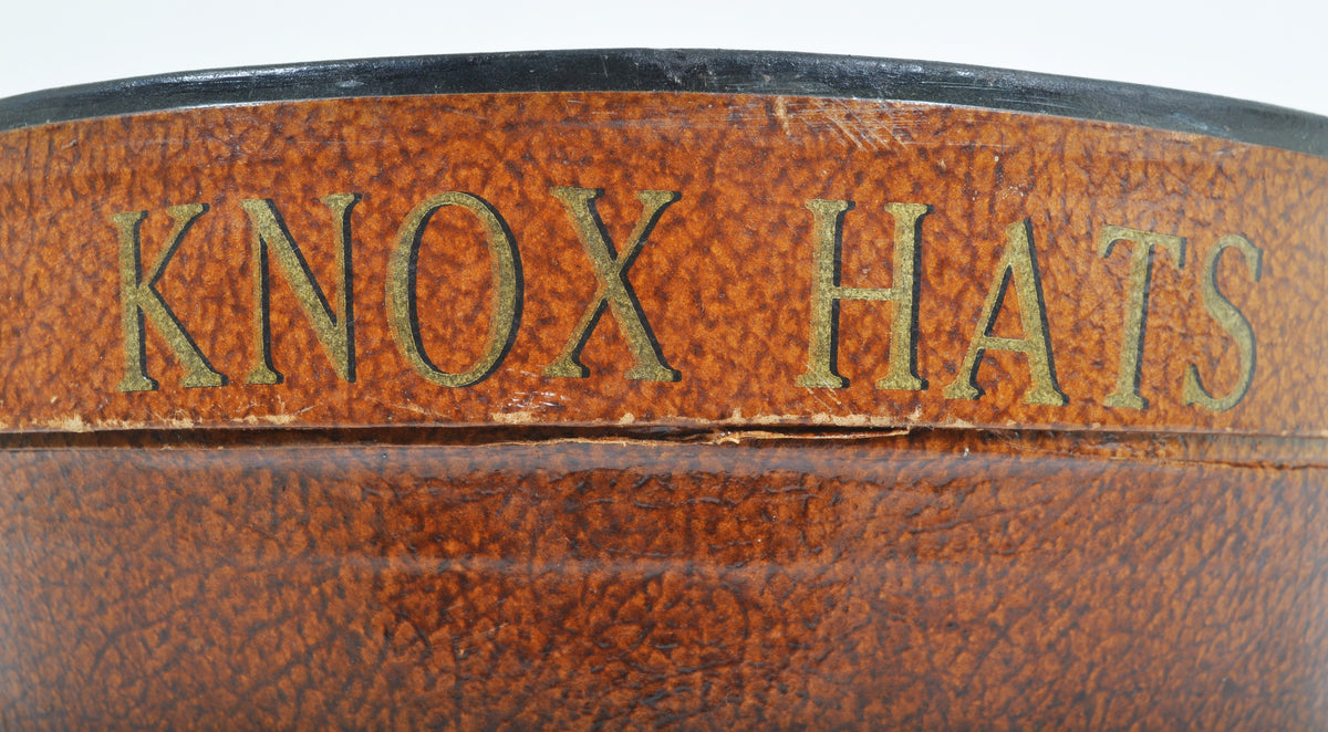 Antique Leather Strapped Saddle-Shaped Hat Box, Knox of New York, Circa 1900