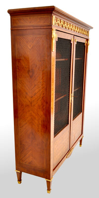 Antique French Louis XV Walnut Inlay Parquetry Ormolu Bibliotheque / Bookcase, circa 1890