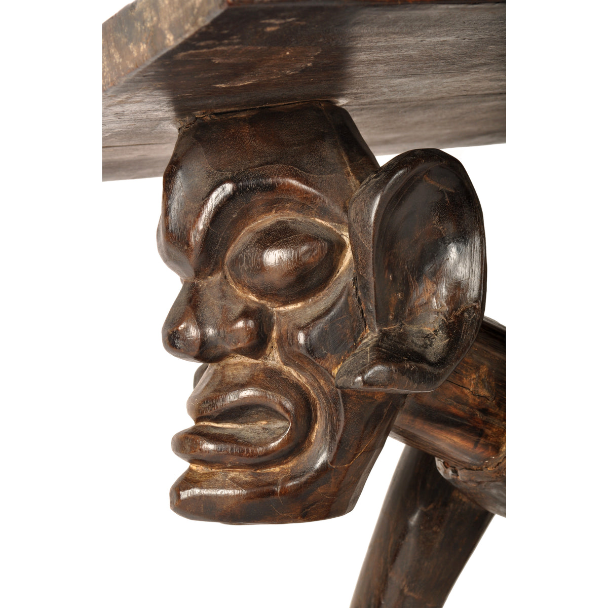 Antique West African Benin Tribal Yoruba Carved Figural Ceremonial Table / Stool, circa 1920