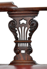 Antique Early Victorian Chippendale Mahogany Carved Corner Chair, circa 1845