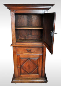 Antique French Louis XIII Walnut Cabinet / Armoire / Bonnetiere, circa 1750