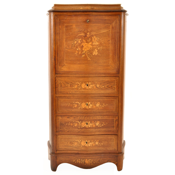 Antique French Louis XVI Inlaid Rosewood Secretaire Abattant Desk Dresser, 1880