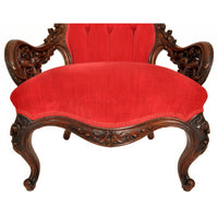 Antique American Laminated & Carved Rococco Armchair, John Belter Meeks NY 1850s