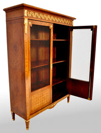 Antique French Louis XV Walnut Inlay Parquetry Ormolu Bibliotheque / Bookcase, circa 1890