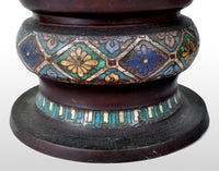 Monumental Antique Archaic Chinese 19th Century Cloisonné Champlevé Bronze Vase, circa 1890