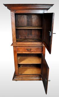 Antique French Louis XIII Walnut Cabinet / Armoire / Bonnetiere, circa 1750
