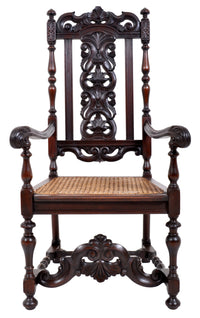 Antique Baroque Carved Walnut Throne Chair, circa 1880