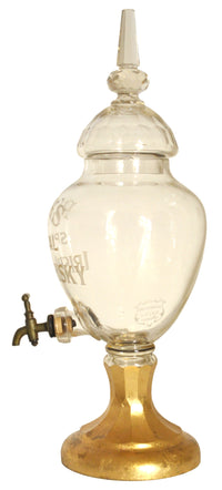 Large Antique Cut Glass Crystal Peck's Irish Whisky Dispenser / Decanter, circa 1870