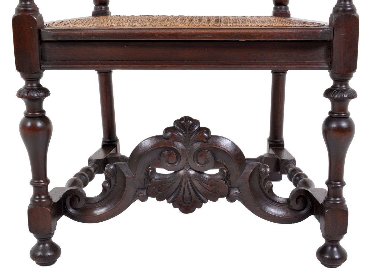 Antique Baroque Carved Walnut Throne Chair, circa 1880