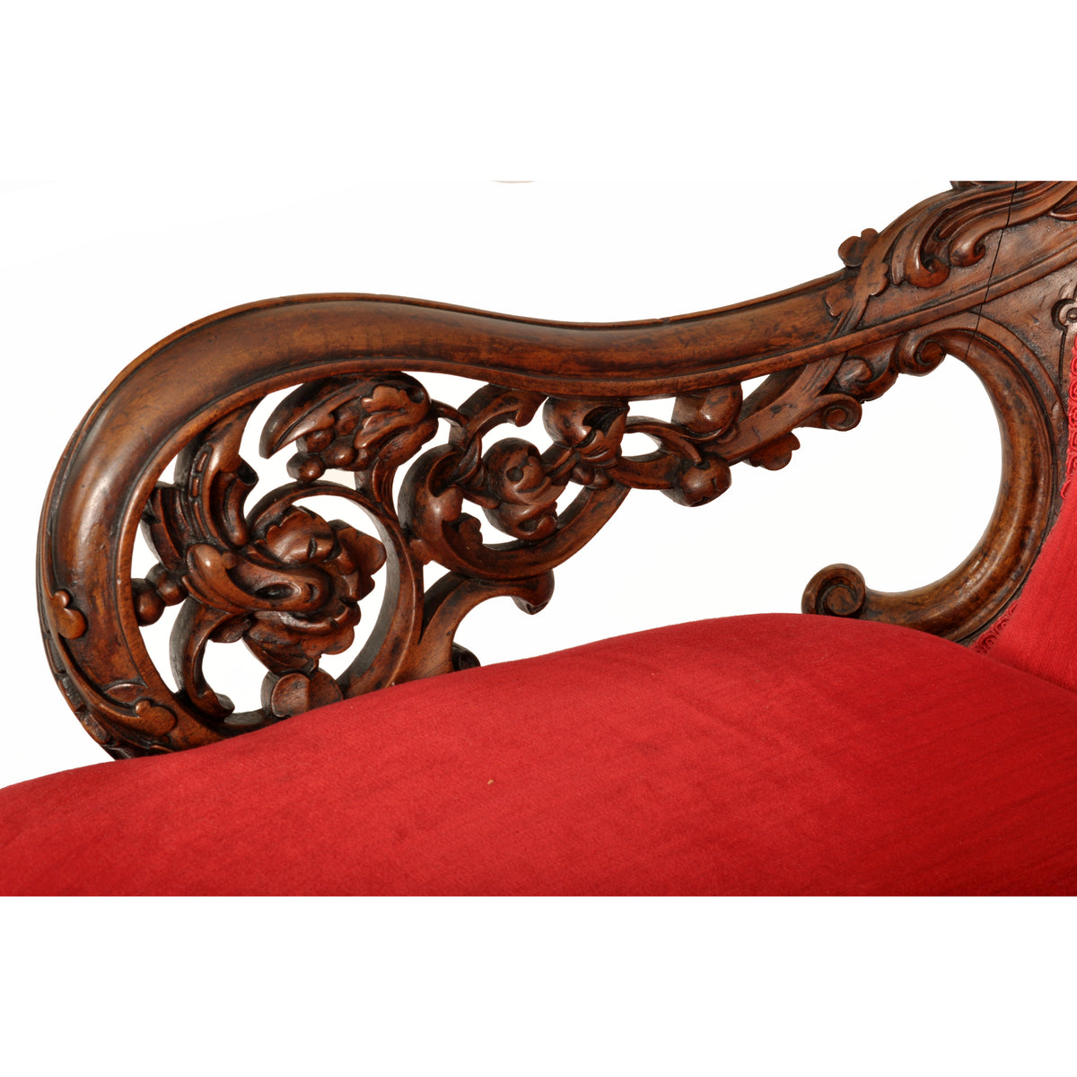 Antique American Laminated & Carved Rococco Armchair, John Belter Meeks NY 1850s