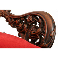 Antique American Laminated & Carved Rococco Armchair, John Belter Meeks NY 1850s