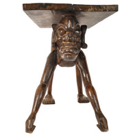 Antique West African Benin Tribal Yoruba Carved Figural Ceremonial Table / Stool, circa 1920