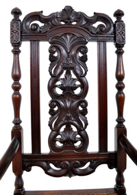 Antique Baroque Carved Walnut Throne Chair, circa 1880