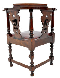 Antique Early Victorian Chippendale Mahogany Carved Corner Chair, circa 1845