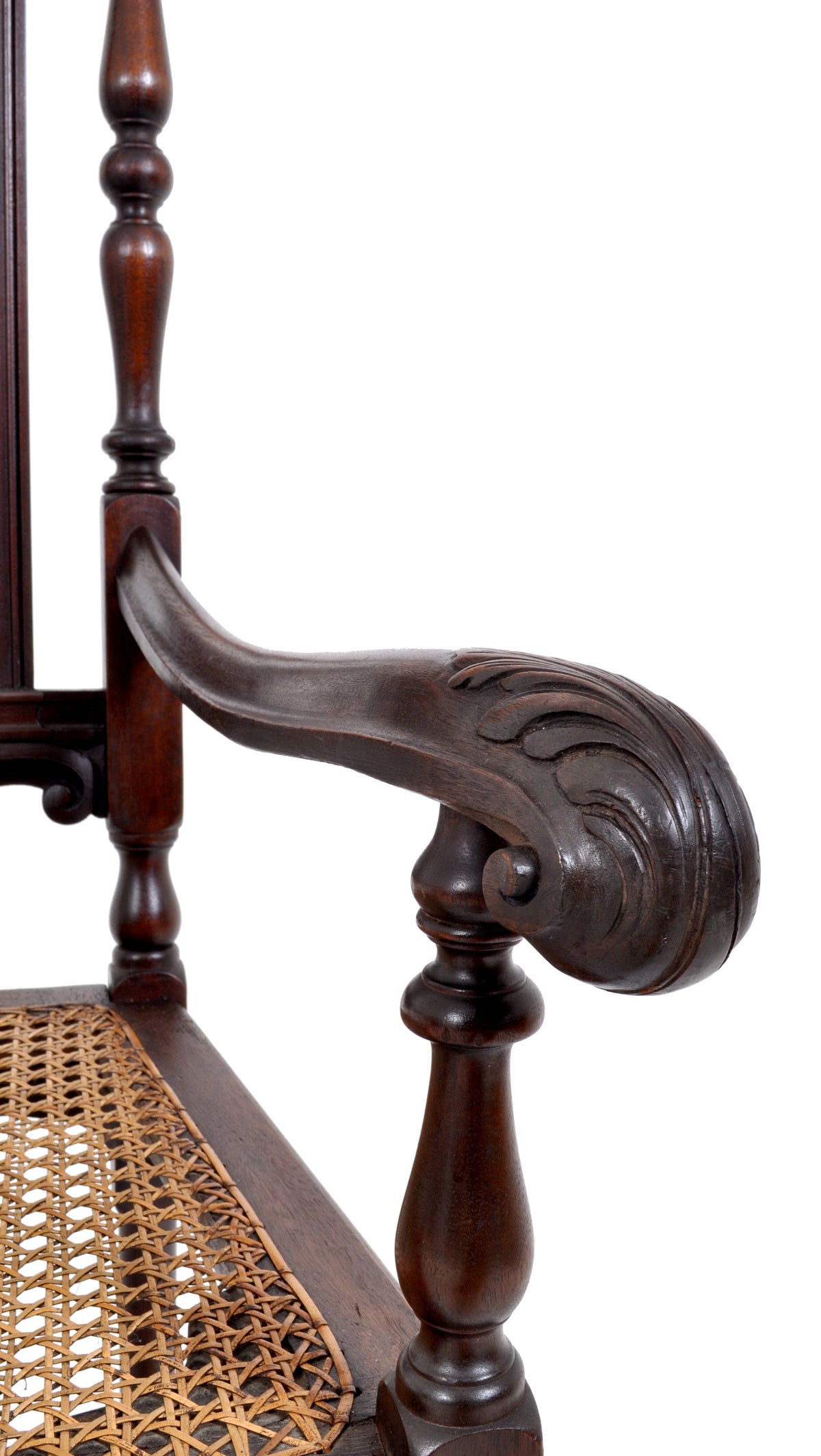 Antique Baroque Carved Walnut Throne Chair, circa 1880