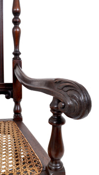 Antique Baroque Carved Walnut Throne Chair, circa 1880