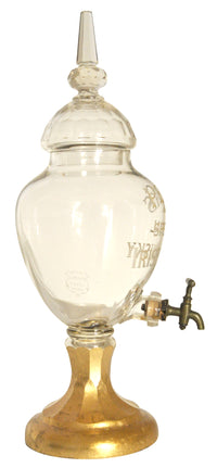 Large Antique Cut Glass Crystal Peck's Irish Whisky Dispenser / Decanter, circa 1870