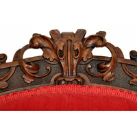 Antique American Laminated & Carved Rococco Armchair, John Belter Meeks NY 1850s