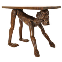 Antique West African Benin Tribal Yoruba Carved Figural Ceremonial Table / Stool, circa 1920