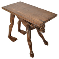 Antique West African Benin Tribal Yoruba Carved Figural Ceremonial Table / Stool, circa 1920