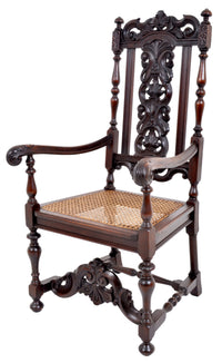 Antique Baroque Carved Walnut Throne Chair, circa 1880