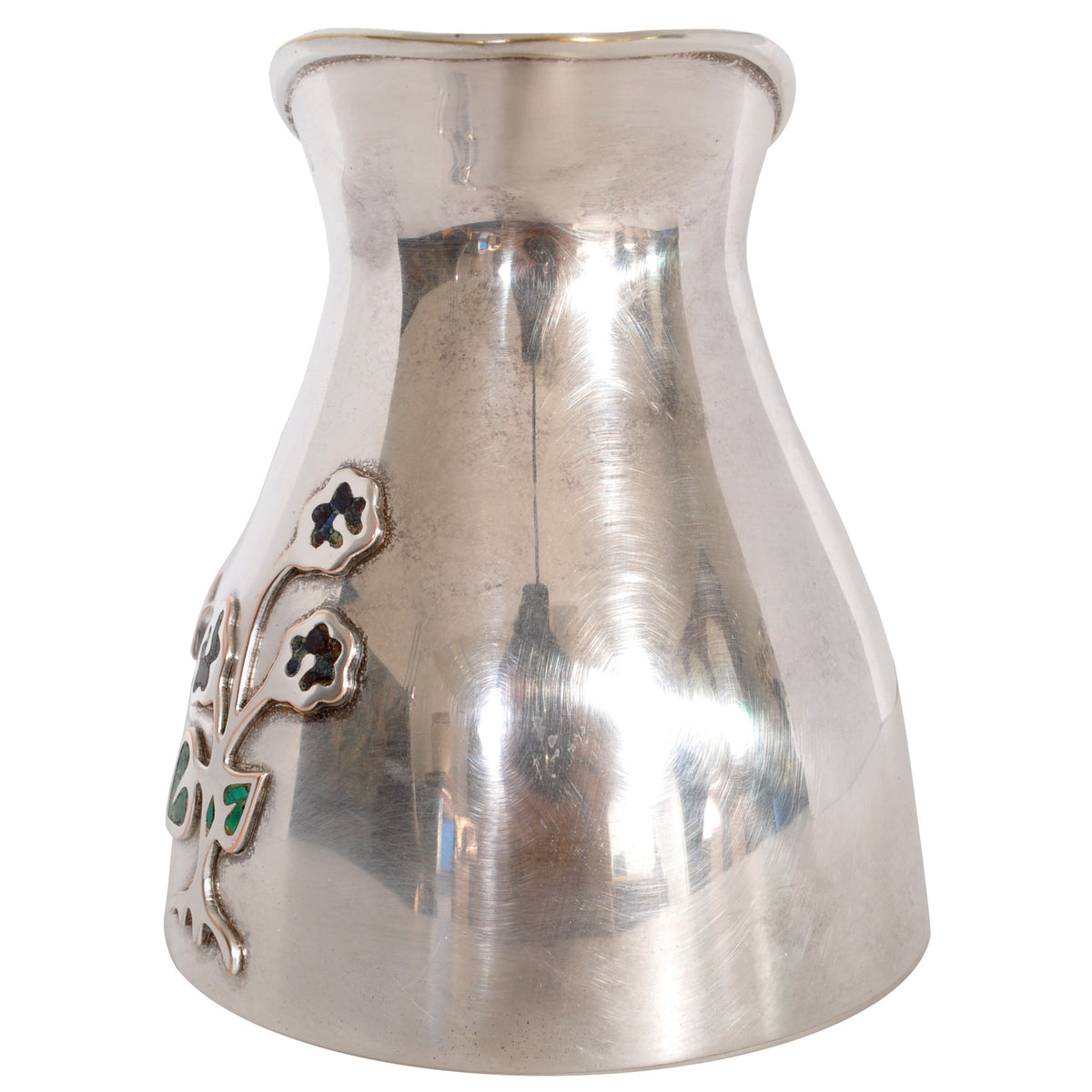 Mid-Century Modern Mexican Taxco Los Castillo Silver Malachite Pitcher / Jug, circa 1960
