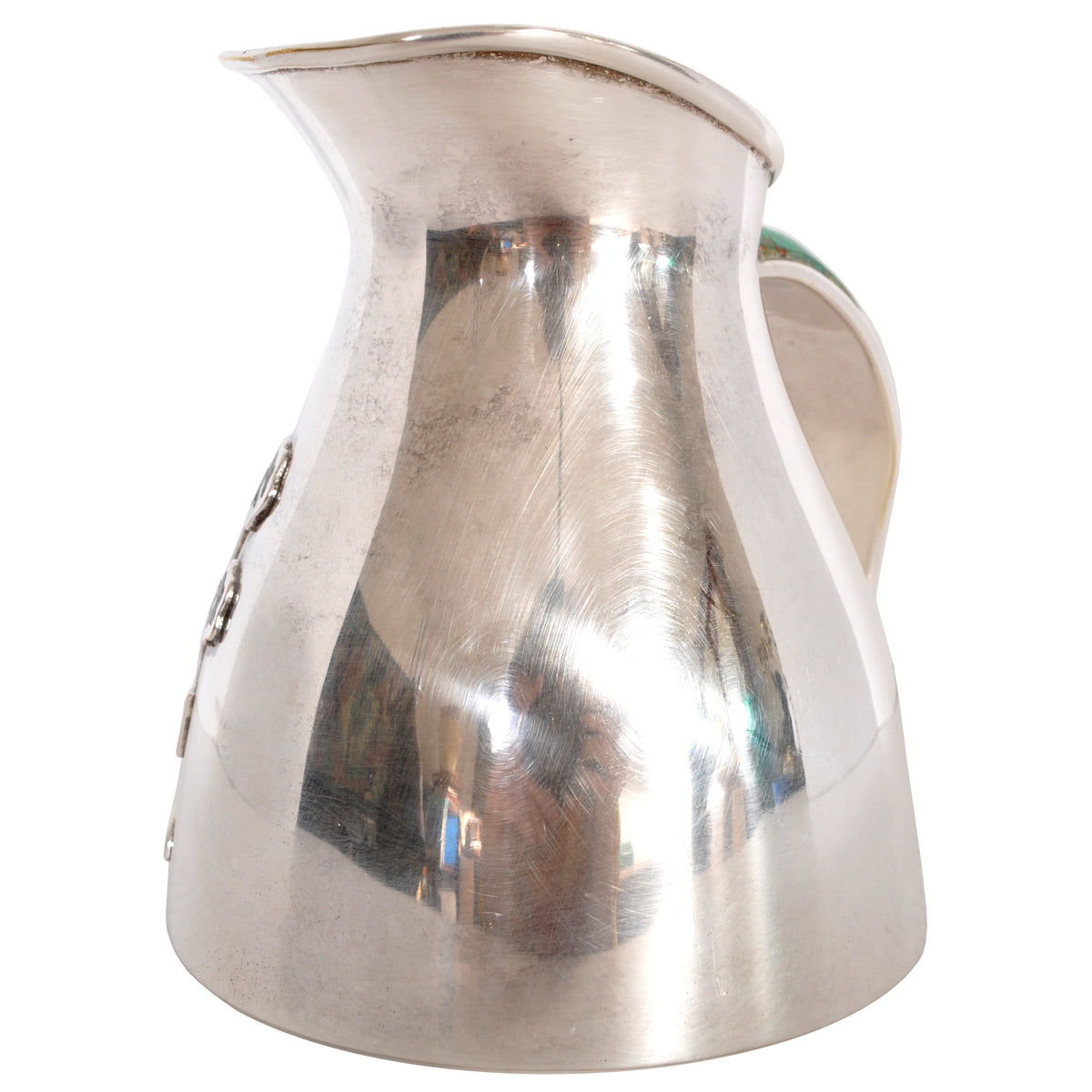 Mid-Century Modern Mexican Taxco Los Castillo Silver Malachite Pitcher / Jug, circa 1960