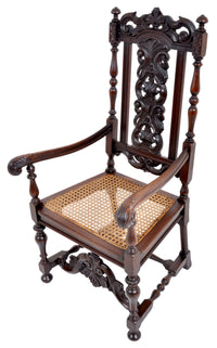Antique Baroque Carved Walnut Throne Chair, circa 1880