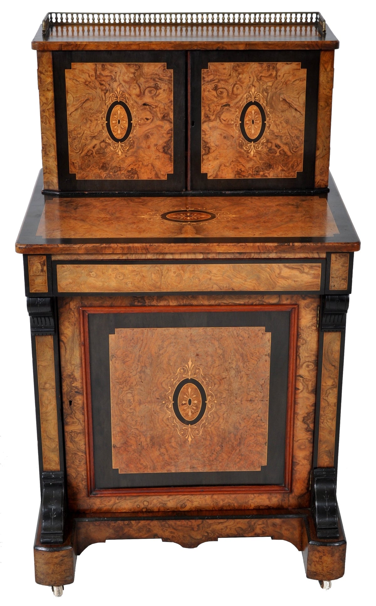 Antique Circassian Walnut Inlaid Aesthetic Movement Bonheur du Jour/Writing Desk, Circa 1880