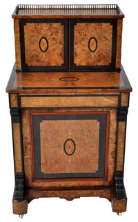 Antique Circassian Walnut Inlaid Aesthetic Movement Bonheur du Jour/Writing Desk, Circa 1880