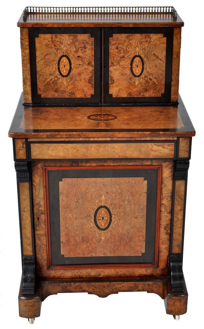 Antique Circassian Walnut Inlaid Aesthetic Movement Bonheur du Jour/Writing Desk, Circa 1880