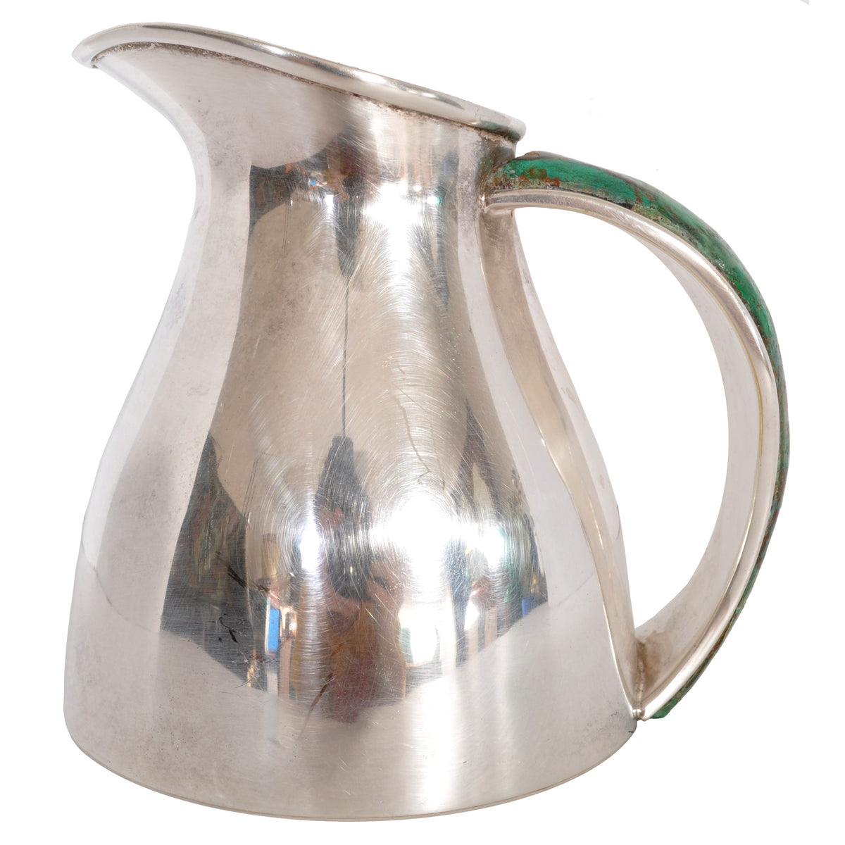 Mid-Century Modern Mexican Taxco Los Castillo Silver Malachite Pitcher / Jug, circa 1960