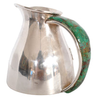 Mid-Century Modern Mexican Taxco Los Castillo Silver Malachite Pitcher / Jug, circa 1960