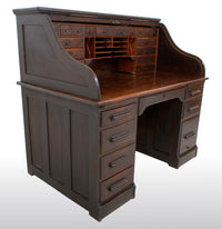 Antique American Victorian Oak Roll Top 'S Curve' Tambor Desk, circa 1880