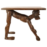 Antique West African Benin Tribal Yoruba Carved Figural Ceremonial Table / Stool, circa 1920