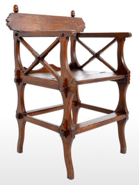 Antique Gothic Revival Arts & Crafts Metamorphic Oak Library Steps/Chair, A.W. Pugin, Circa 1860