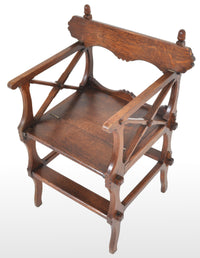 Antique Gothic Revival Arts & Crafts Metamorphic Oak Library Steps/Chair, A.W. Pugin, Circa 1860