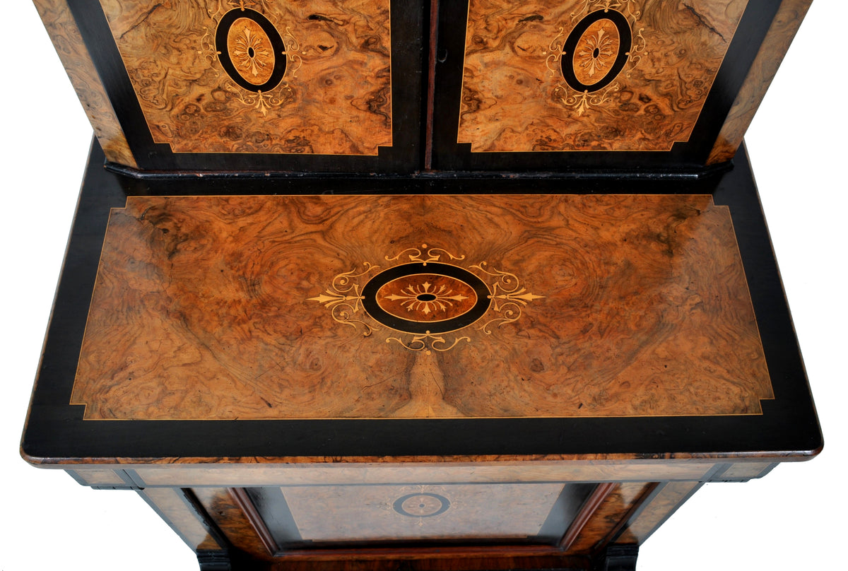 Antique Circassian Walnut Inlaid Aesthetic Movement Bonheur du Jour/Writing Desk, Circa 1880